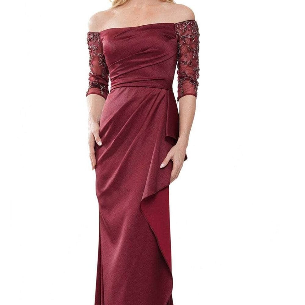 NWT Marsoni by Colors MV1254 Crepe Formal Gowns Wine Size 20
